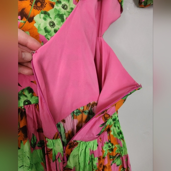 Gilner Farrar Maxi Floral Cutout V Neck Dress Medium - Picture 4 of 8